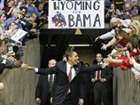 Сенатор Барак Обама одержал победу на промежуточных президентских выборах, которые прошли в субботу у демократов в форме собраний избирателей (caucuses) в штате Вайоминг