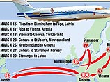 Самолет Рожецкина после этого стал активно перемещаться по миру, причем в норвежском аэропорту на борт взошел неизвестный, прикрываясь воротом плаща