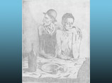Похищенная гравюры Пабло Пикассо "Скудная трапеза" (1904)