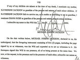 В пятистраничном документе от 7 июля 2002 года сказано, что бывшая жена Джексона Дебби Роуи "преднамеренно не упомянута" в числе наследников