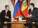 Врио президента Молдавии, спикер парламента Михай Гимпу и президент РФ Дмитрий Медведев, Кишинев, 9 октября 2009 года