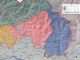 Грузия собирается предпринять попытку силой вернуть себе Ахалгорский (Ленингорский, на карте выделен синим цветом) район Южной Осетии, утверждают российские дипломатические источники