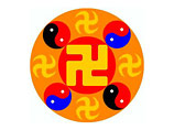 Эмблема "Фалуньгун". Эта эмблема представляет собой Вселенную в миниатюре. Не имеет никакого отношения к нацизму и расизму - свастика является древним символом, широко распространённым в Азии