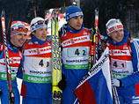 Российские биатлонисты первый раз в сезоне победили в эстафете