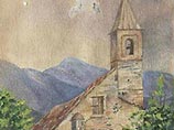Акварель кисти Адольфа Гитлера, на которой изображена церковь на фоне гор, выставлена на торги в Великобритании