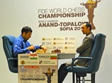 Четвертая партия матча за мировую шахматную корону между действующим чемпионом мира индийцем Вишванатаном Анандом и болгарским гроссмейстером Веселином Топаловым завершилась победой Ананда