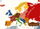 Так, на карте "Европа на взгляд США" Россия окрашена в красный цвет, а ее жители презрительно названы "Коммуняками"