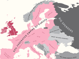 На карте "Европа глазами Великобритании" европейские соседи Соединенного Королевства обозначены как "Злая объединенная европейская империя", а россияне названы "Большими транжирами"