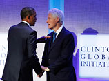 Между тем, конференция Clinton Global Initiative продолжается. Вчера был апогей этого мероприятия: Билла Клинтона навестили президент США Барак Обама с супругой и самый богатый человек Америки, основатель корпорации Miscrosoft Билл Гейтс