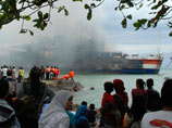 Пожар на пароме начался утром, когда судно находилось в Зондском проливе