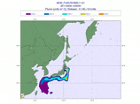Карта распространения радиоактивного облака от АЭС "Фукусима-1" на 6 апреля 2011 года