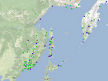 Карта расположения постов контроля радиационной обстановки на Дальнем Востоке 