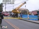 Автокран по непонятной пока причине вылетел на пешеходный тротуар города Канума, на северо-востоке главного японского острова Хонсю