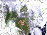 Космический снимок лесопожарной обстановки на территории Якутии по состоянию на 20.05.11