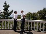 Дмитрий Медведев и Сергей Багапш, Абхазия, август 2010 года