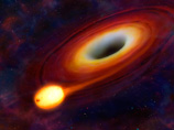 Поглощение звезды черной дырой вызывало ярчайшую вспышку гамма-излучения, которую зафиксировал 28 марта космический телескоп Spitzer. В каталоги ее занесли под номером Sw 1644+57