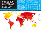Россия поднялась со 154-го места на 143-е в ежегодном мировом индексе восприятия коррупции (Corruption Perceptions Index), составленном международной организацией Transparency International