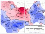 Прогноз средней температуры на декаду (с 20.2.2012 по 29.2.2012) по территории России