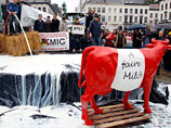 Экономические протесты породили на улицах Брюсселя "молочные реки"