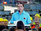 Президент Грузии Михаил Саакашвили выступил перед жителями причерноморского порта Поти