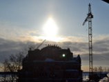 В небе над строящимся православным собором в Архангельске запечатлели сияющий купол (ФОТО)