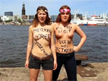 Участницы международного движения Femen накануне устроили очередную топлес-акцию во время мероприятия с участием канцлера ФРГ Ангелы Меркель в Берлине
