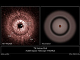 В диске из звездного газа и микроскопических осколков учёные обнаружили разрыв в виде полосы на расстоянии около 80 астрономических единиц от центра