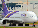 В международном аэропорту Гонконга из-за сильной турбулентности во время посадки самолета А-380 тайской авиакомпании "Thai Airways" пострадали 45 человек