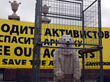 На акцию Greenpeace в "Гайд-парке", проходящую под лозунгом "Освободите активистов, спасите Арктику", пришел человек в костюме белого медведя с плакатом "Арктике нужны экологи, а не экотеррористы" На акцию Greenpeace в "Гайд-парке", проходящую под лозунгом "Освободите активистов, спасите Арктику", пришел человек в костюме белого медведя с плакатом "Арктике нужны экологи, а не экотеррористы"