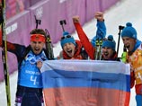 Победа биатлонистов в эстафете вывела Россию на первое место в зачете Олимпиады