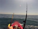 Адам Фиск, 22-летний учащийся колледжа из американского штата Флорида, в течение двух часов катался на лодке, "запряженной" крупной рыбой-молотом. Хищница заглотила наживку, когда молодой человек рыбачил возле Бойнтон-Бич, и таскала за собой каяк