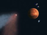 Комета Siding Spring, прошедшая мимо Марса 19 октября, оказала на планету воздействие, которого не предполагали ученые - облако из пыли и газа, окружающее комету, задело марсианскую атмосферу