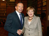 Премьер-министр Австралии Тони Эбботт и Ангела Меркель, 15 ноября 2014 года