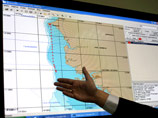 Маршрут судна "Олег Найденов" на экране Центра системы мониторинга рыболовства и связи, 9 января 2014 года