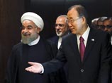 Пан Ги Мун, Хасан Рухани и Джавад Зариф, Нью-Йорк, 26 сентября 2015 года