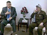 Руководитель Палестинской национальной администрации Ясир Арафат встретился со спецпредставителем США на Ближнем Востоке Энтони Зинни