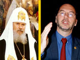 Патриарх Московский и всея Руси Алексий II и исполнительный директор Объединенной программы ООН по СПИДу (UNAIDS) Питер Пиот