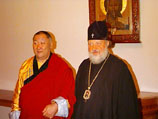 Митрополит Кирилл рядом с главой буддистов Монголии Чойжамцем