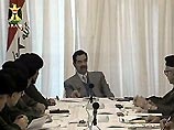Сегодня иракское телевидение распространило кадры закрытого совещания правительства страны, на котором присутствовал президент Ирака Саддам Хусейн