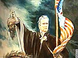 В США выставлена картина, на которой Буш изображен верхом на коне с отрубленной головой бен Ладена