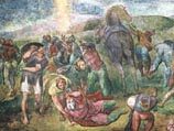 Фрески "Распятие святого Петра" и "Обращение святого Павла" (на фото) украшает стены капеллы Паолина. Заказанные Папой Павлом III и выполненные соответственно в 1545 и 1550 годах, они считаются последними завершенными работами Микеланджело