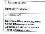 В документе Ющенко официально не стал вносить в список членов своей семьи сына от первого брака Андрея, который владеет авторскими правами на бренды "оранжевой революции". Доходы от них оцениваются в 100 млн долларов