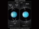 "На снимках с телескопа Hubble видны две, ранее неизвестные луны и два тусклых кольца, окружающих планету. Они вращаются вокруг Урана на орбите в два раза превышающей радиус основных его колец, на том же расстоянии, что и пылевые кольца", - сообщает инсти