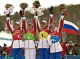 Женская сборная России по биатлону выиграла эстафету