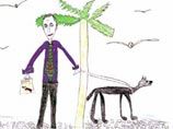 БОРИС Г. (11 лет): гуляет с собакой на необитаемом острове
