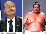 Жак Ширак - борьба сумо