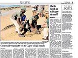 На отдыхающих на пляже в ЮАР из океанской волны бросился 3-метровый крокодил (ФОТО)