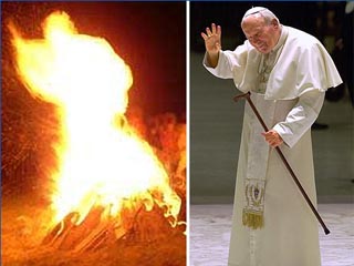 По словам директора вещания ТВ Ватикана, "на снимке видна фигура человека, образованная языками пламени, и я думаю, что это - слуга Господа, Папа Римский Иоанн Павел II"