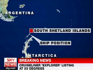 Аргентинский круизный лайнер The Explorer терпит бедствие у берегов Антарктиды