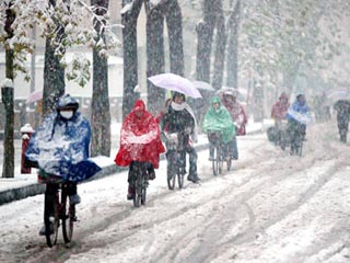 В результате снегопадов в Китае пострадали более 30 млн человек